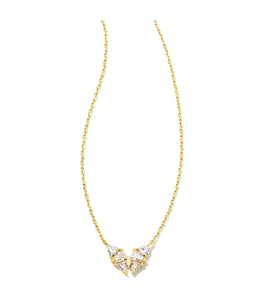 Blair Small White Crystal Butterfly Pendant Gold Necklace