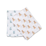 Load image into Gallery viewer, 2-pack Cotton Swaddles - Vintage Bears &amp; Sailboats
