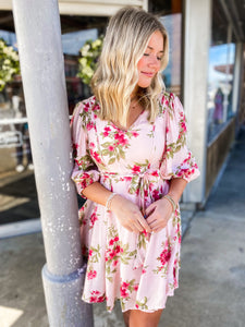 Simply Adored Blush Floral Mini Dress