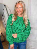 Load image into Gallery viewer, Stars Sparkle Green Sequin Sweater
