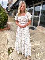 Load image into Gallery viewer, Express Your Love Pink &amp; Ivory Floral Maxi Dress
