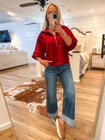 Load image into Gallery viewer, Friday Plans Garnet Luxe Knit Blouse
