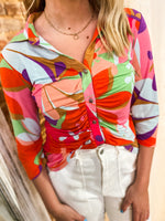 Load image into Gallery viewer, Summer Era Multicolor Floral Button Down Blouse
