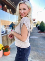 Load image into Gallery viewer, Over It Taupe Knitted Sweater Vest Blouse
