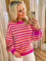 Load image into Gallery viewer, Fun Times Orange &amp; Pink Printed Sweater
