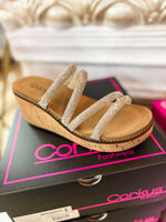 Load image into Gallery viewer, Summer Glow Rhinestone Corkys Wedge
