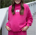 Load image into Gallery viewer, Lulu Mac Terry Cloth Mock Neck Sweatshirt - Hot Pink
