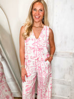 Load image into Gallery viewer, Resort Bound Pink Tropical Vest Tank &amp; Pant Set
