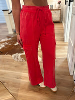 Load image into Gallery viewer, All In Red Pullover &amp; Cargo Lounge Pant Set
