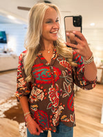 Load image into Gallery viewer, Making It Brown Paisley Blouse
