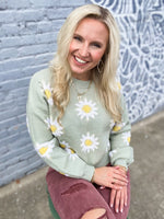 Load image into Gallery viewer, Daisy Simply Southern Cropped Green Sweater
