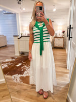 Load image into Gallery viewer, Belong To Green/White Stripe Midi Dress
