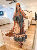 Load image into Gallery viewer, Calling In Teal Printed Midi Dress
