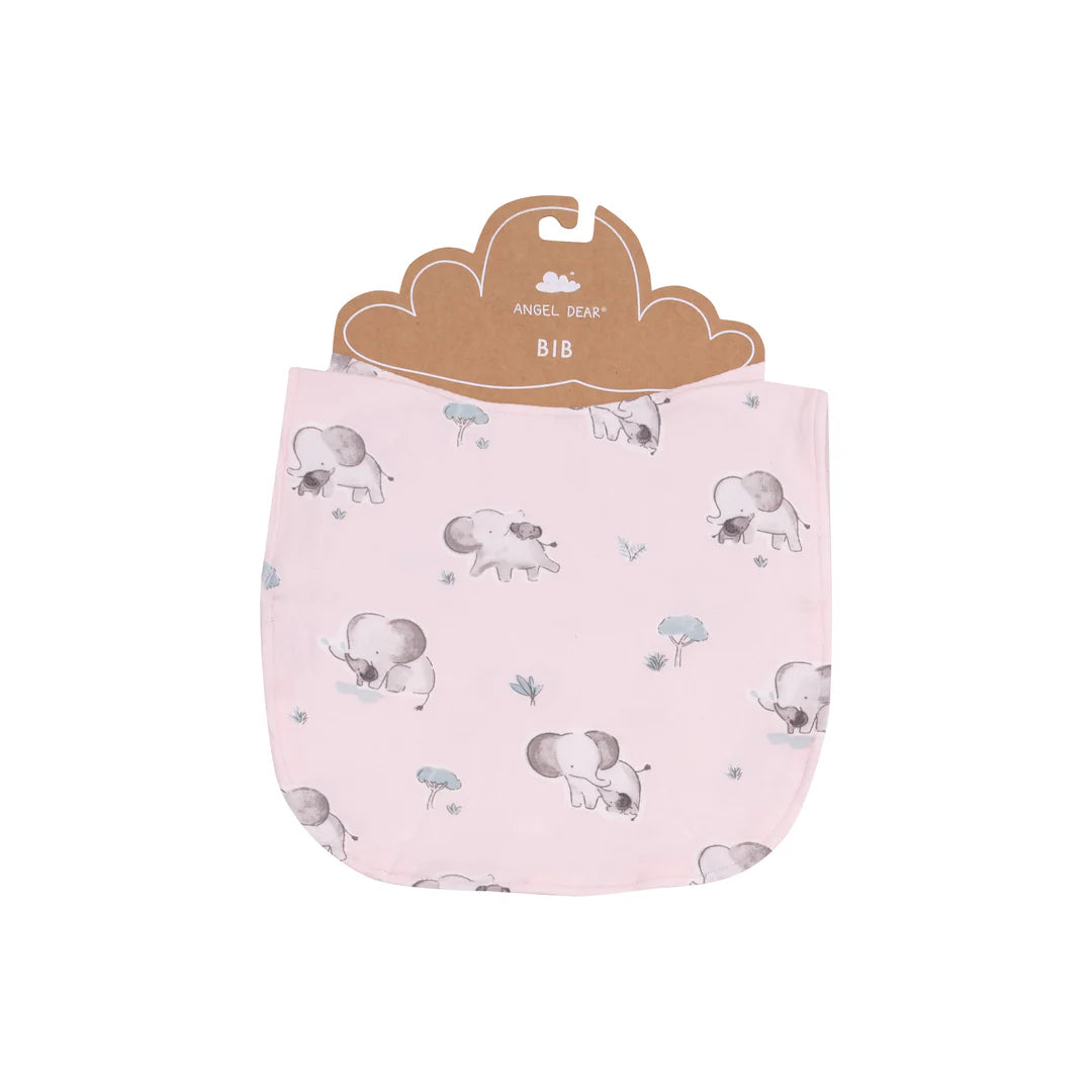 Angel Dear Gray Elephants Pink Feeding Bib