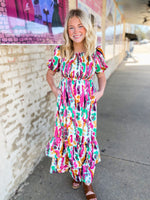 Load image into Gallery viewer, Thought Of You Magenta &amp; Ivory Maxi Dress
