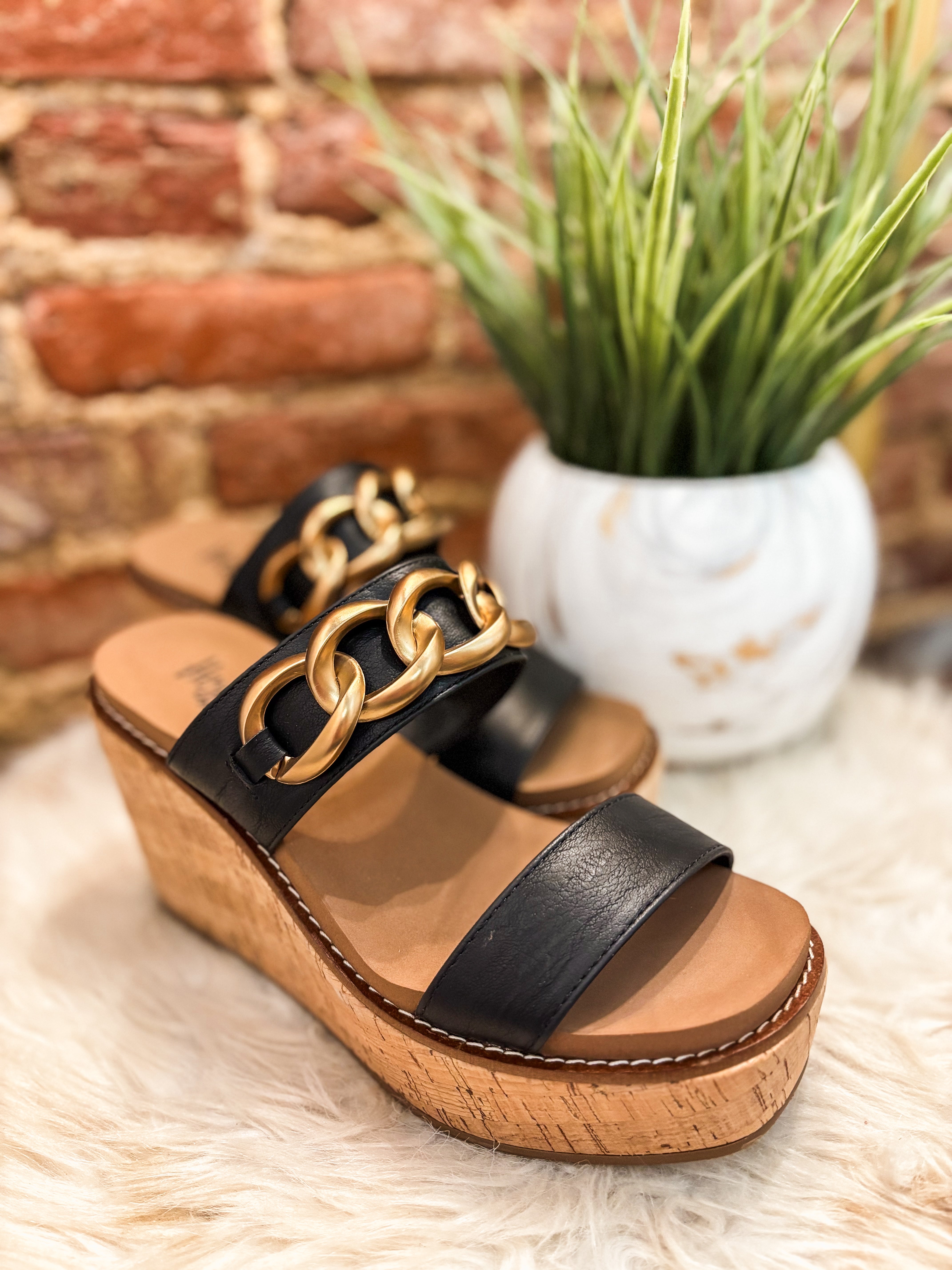 On Vacay Black Corkys Wedge