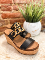 Load image into Gallery viewer, On Vacay Black Corkys Wedge
