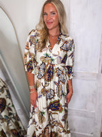 Load image into Gallery viewer, Here For It Navy Multi Paisley Midi Dress

