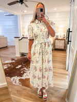 Load image into Gallery viewer, See Me Again Ecru Multi Floral Midi Dress
