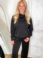 Load image into Gallery viewer, Set The Tone Black Modal Pullover &amp; Jogger Pant Set
