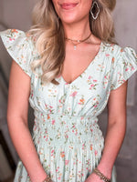 Load image into Gallery viewer, Remember Me Sage Floral Mini Dress
