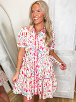 Load image into Gallery viewer, Welcome In Fuchsia Floral Mix Mini Dress
