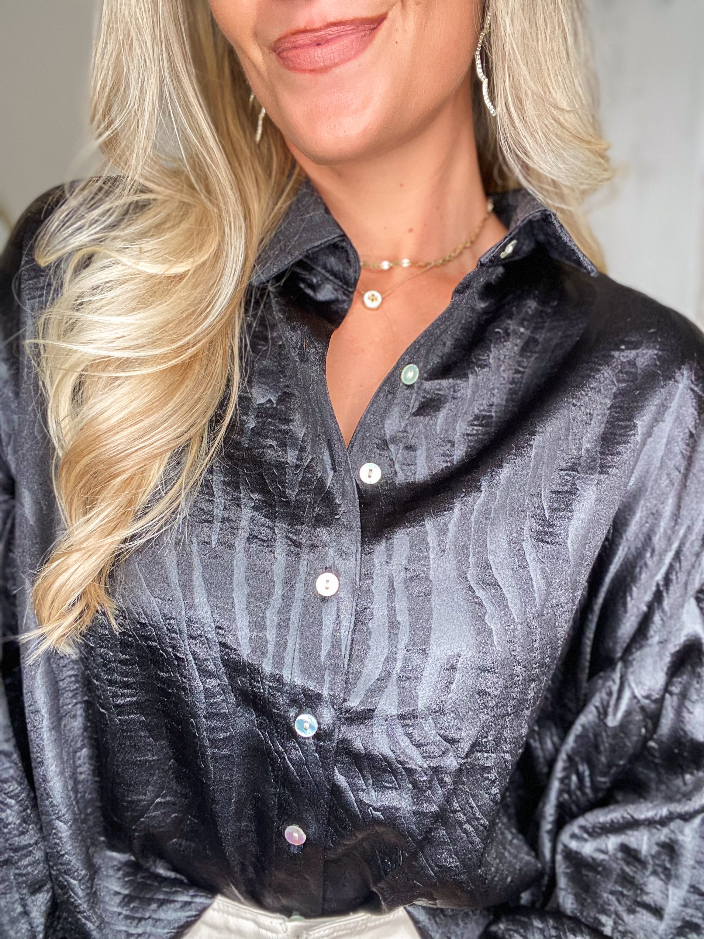 Wishing Now Black Zebra Print Button Down Blouse