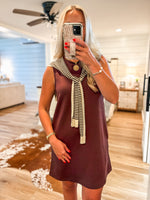 Load image into Gallery viewer, Take Me Out Brown Luxe Mini Dress
