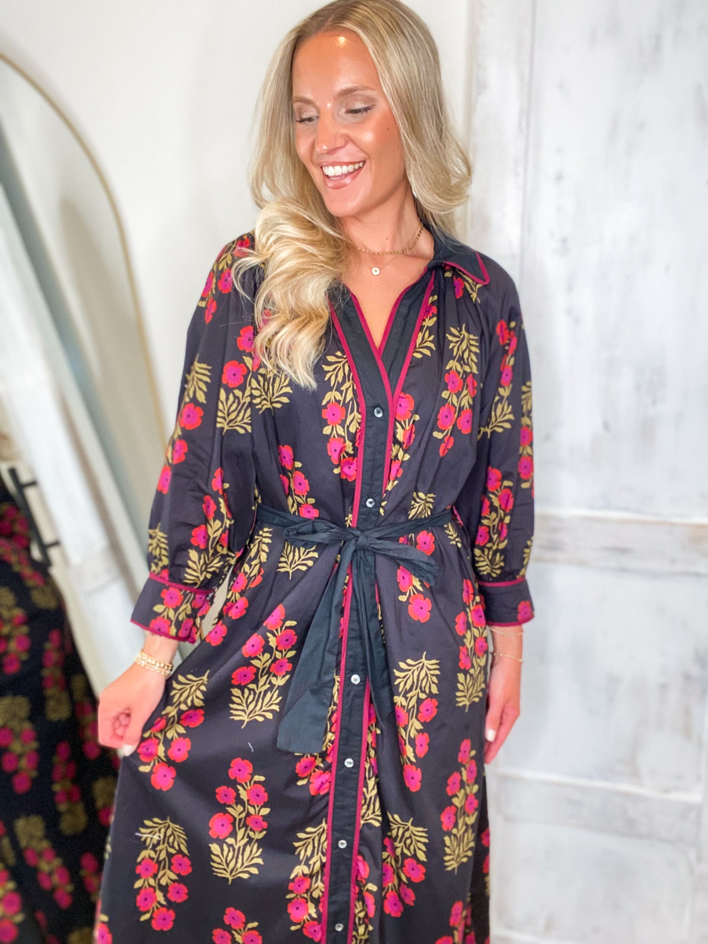 Always Knew Black Printed Midi Dress