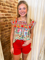 Load image into Gallery viewer, Another Thought Embroidered Aztec Printed Blouse
