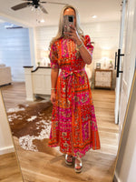 Load image into Gallery viewer, Doing This Fuchsia Multi Patchwork Maxi Dress

