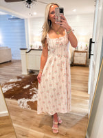 Load image into Gallery viewer, Sweet Touch Powder Pink Floral Midi Dress
