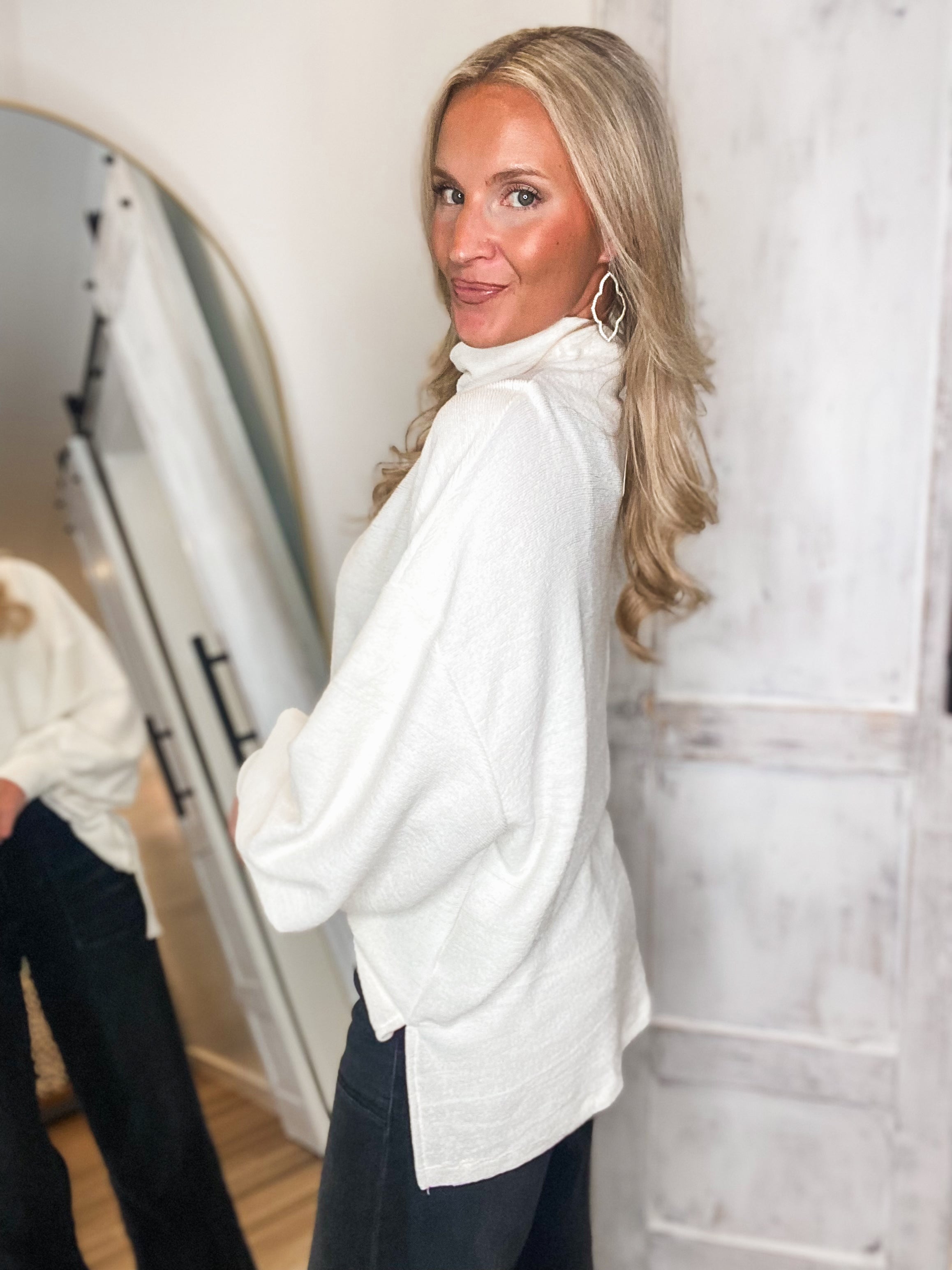 Going Again Ivory Mock Neck Sweater