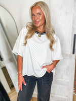 Load image into Gallery viewer, What Else White &amp; Black Polka Dot Tee

