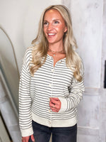 Load image into Gallery viewer, Hope For It Cream &amp; Black Stripe Cardigan
