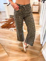 Load image into Gallery viewer, Leopard Cropped Wide Leg Vervet Denim
