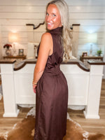 Load image into Gallery viewer, Felt More Brown Eyelet Midi Dress
