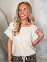 Load image into Gallery viewer, New Heights Oatmeal Linen Bubble Tee
