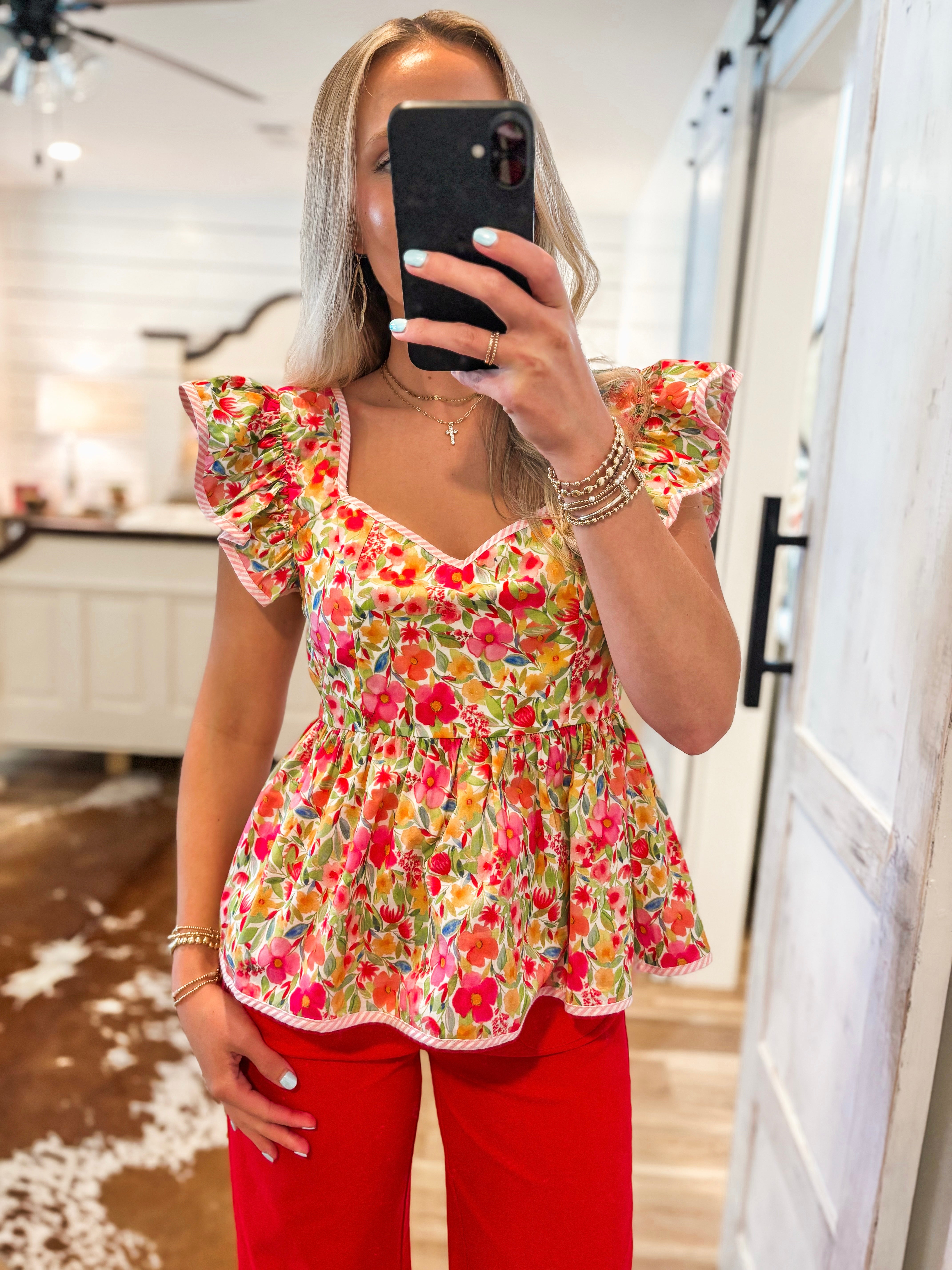 Little Moments Floral Peplum Blouse