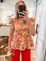 Load image into Gallery viewer, Little Moments Floral Peplum Blouse
