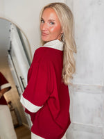 Load image into Gallery viewer, On A Break Maroon Contrast S/S Blouse
