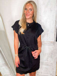 Out Shopping Black Luxe Knit Mini Athleisure Dress