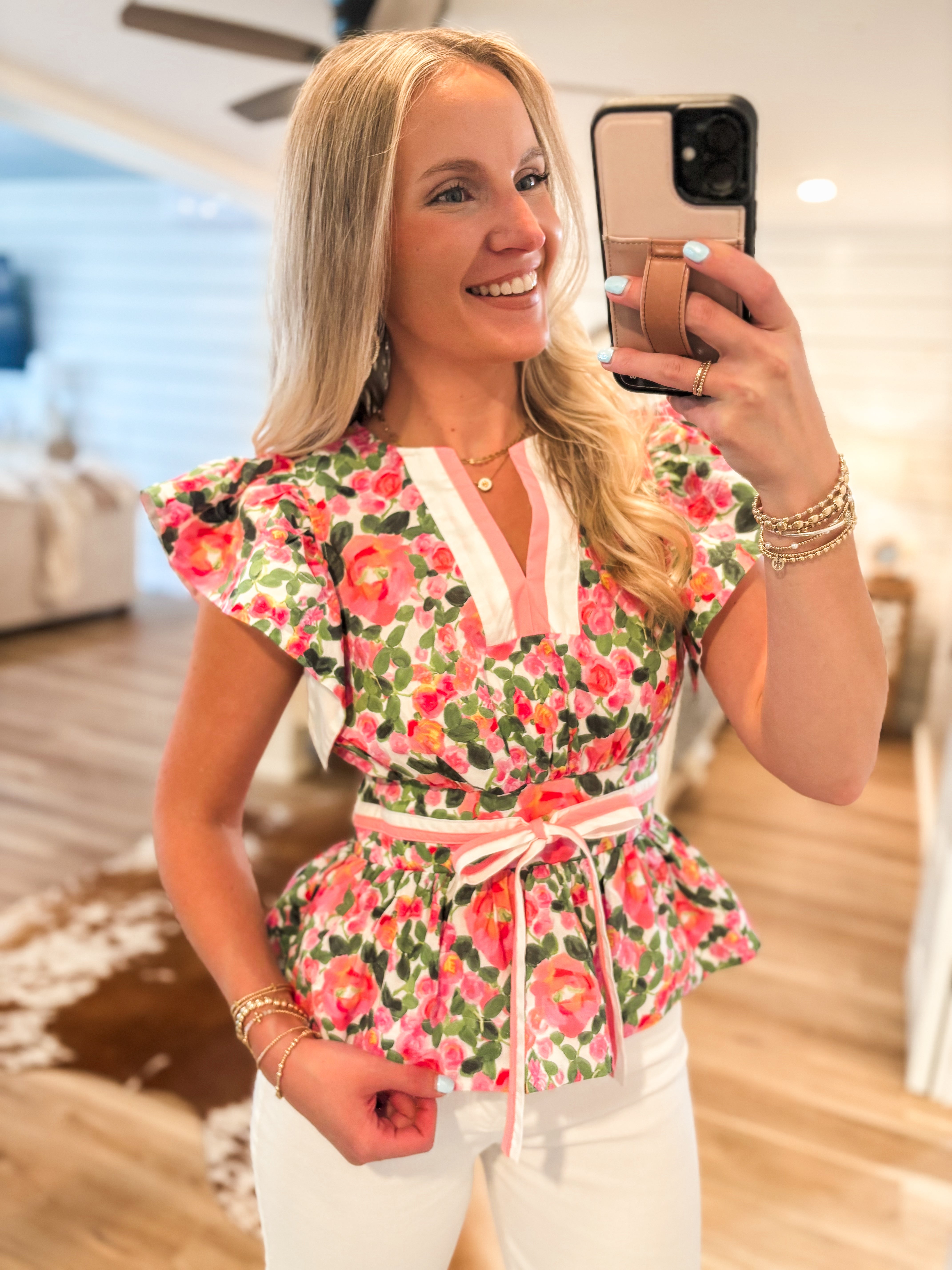 Sweetest Of All Pink Floral Peplum Blouse