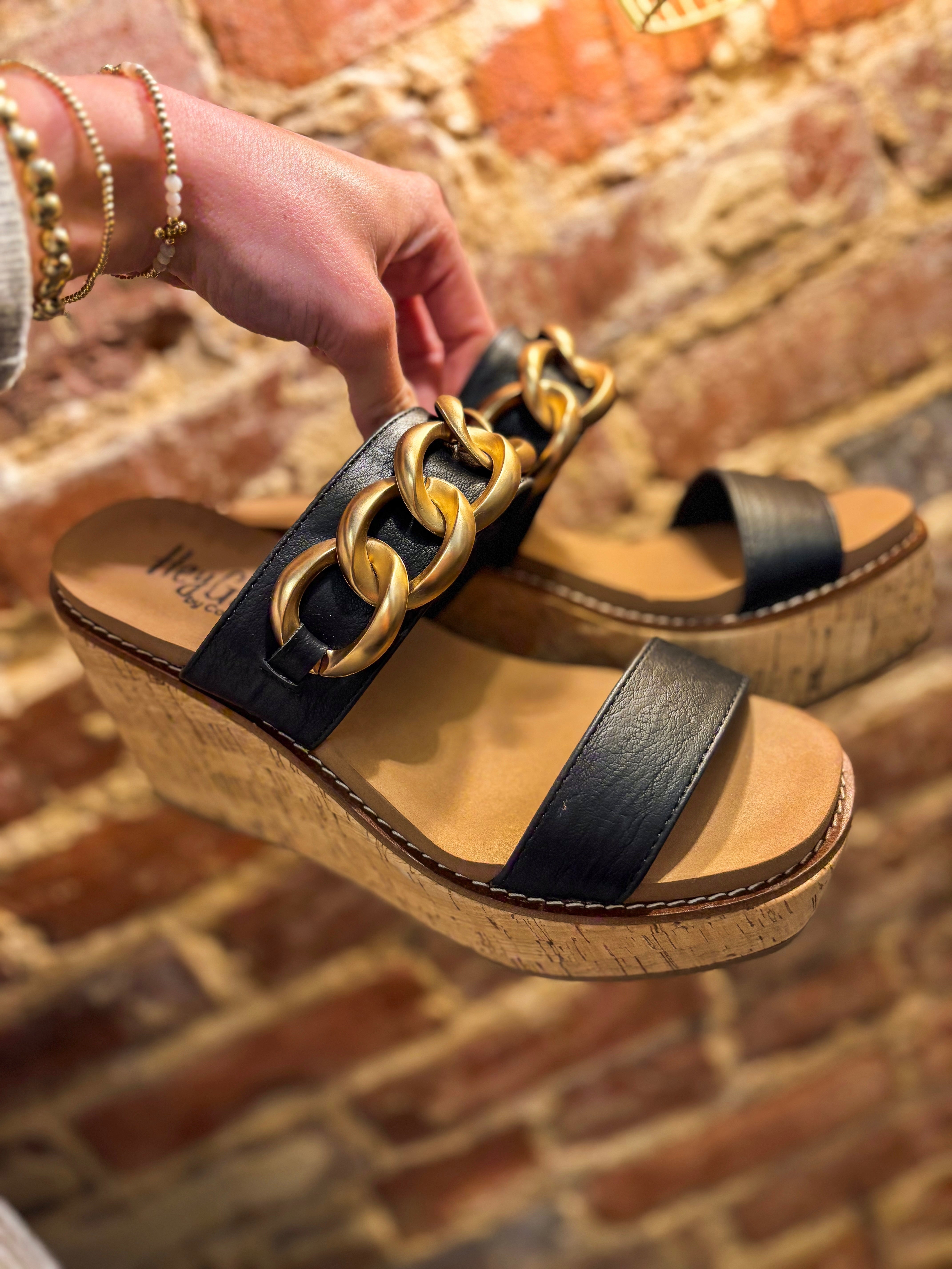 On Vacay Black Corkys Wedge