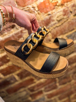 Load image into Gallery viewer, On Vacay Black Corkys Wedge
