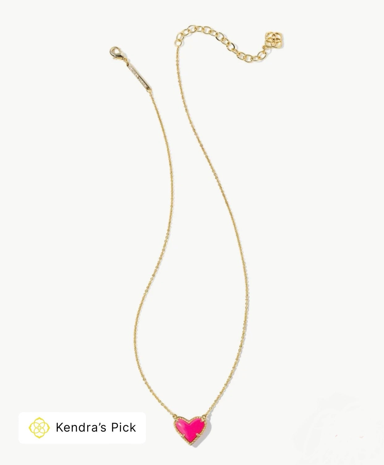 Ari Neon Pink Heart Short Pendent Gold Necklace