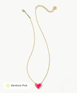 Load image into Gallery viewer, Ari Neon Pink Heart Short Pendent Gold Necklace
