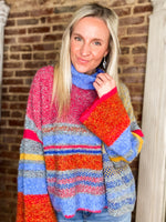 Load image into Gallery viewer, Trusting You Multi-Colored Cowl Neck Sweater
