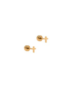 Load image into Gallery viewer, Screwback Stud Earrings - Micro Cross Gold
