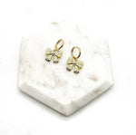 Load image into Gallery viewer, Gold Quilted Bow Coquette Huggie Hoops Holiday Earrings
